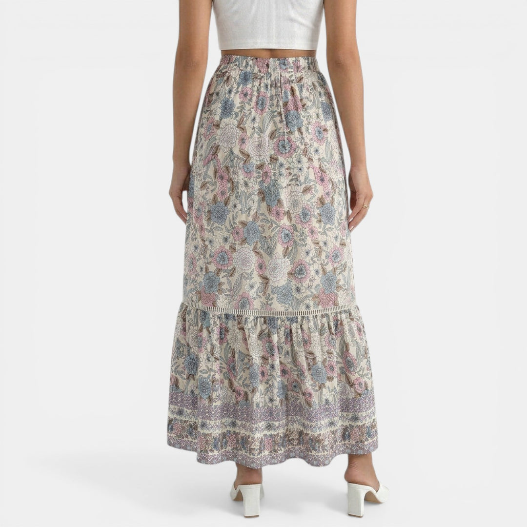 Falda Larga Boho Encaje Floral