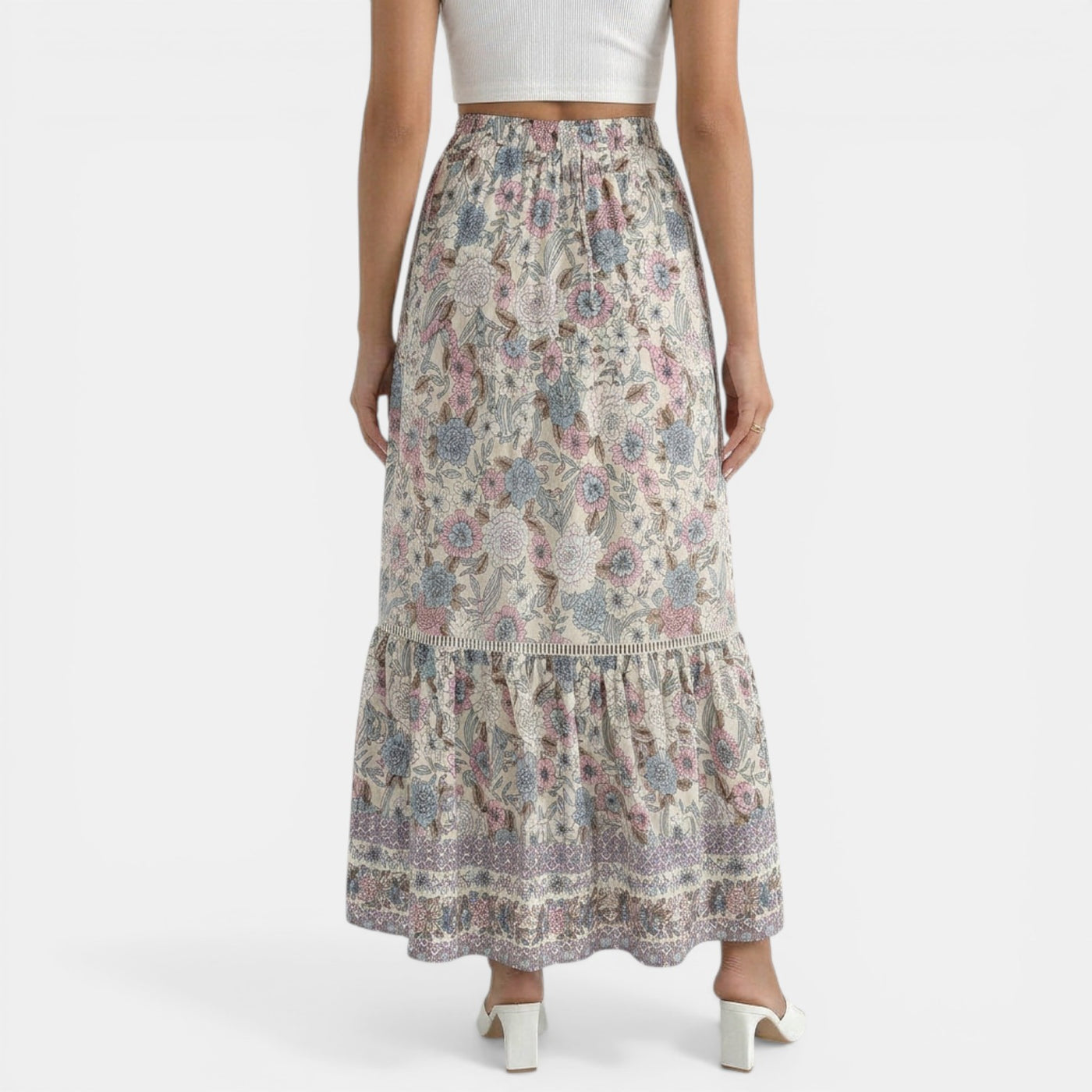 Boho Long Floral Lace Skirt