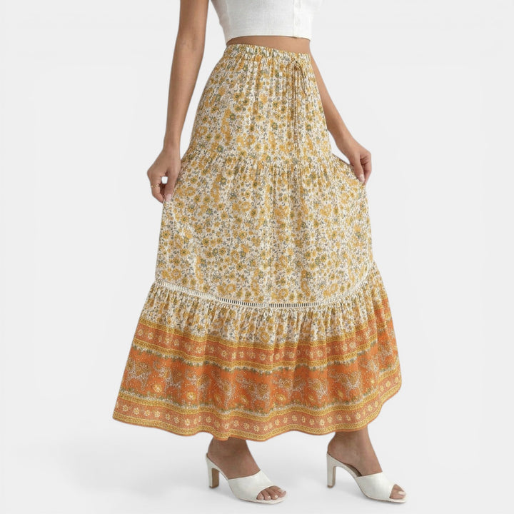 Falda Larga Boho Encaje Floral