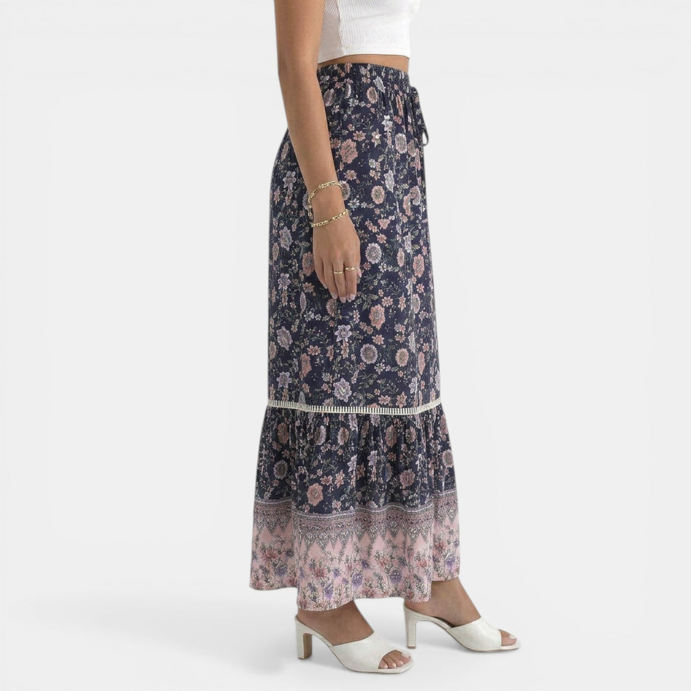 Boho Long Floral Lace Skirt