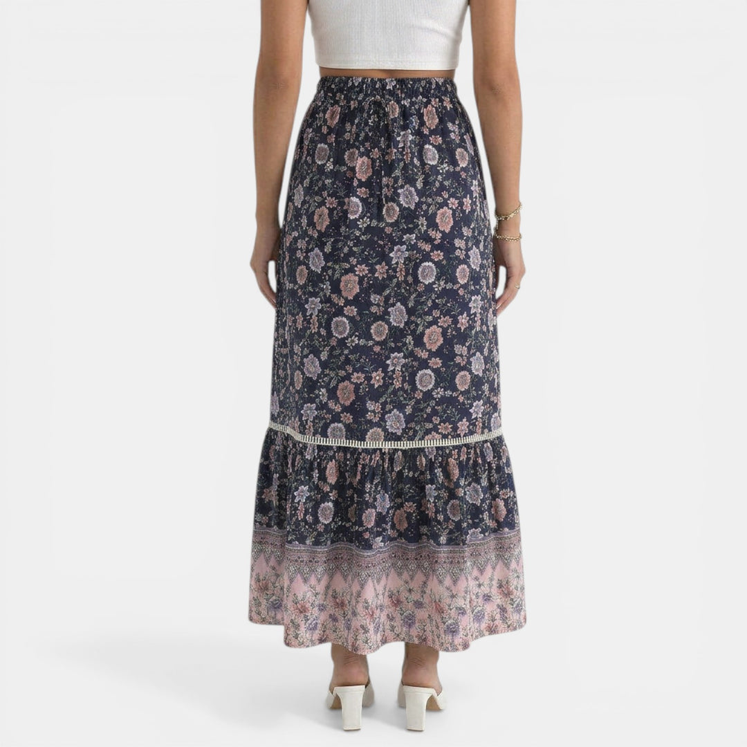 Falda Larga Boho Encaje Floral