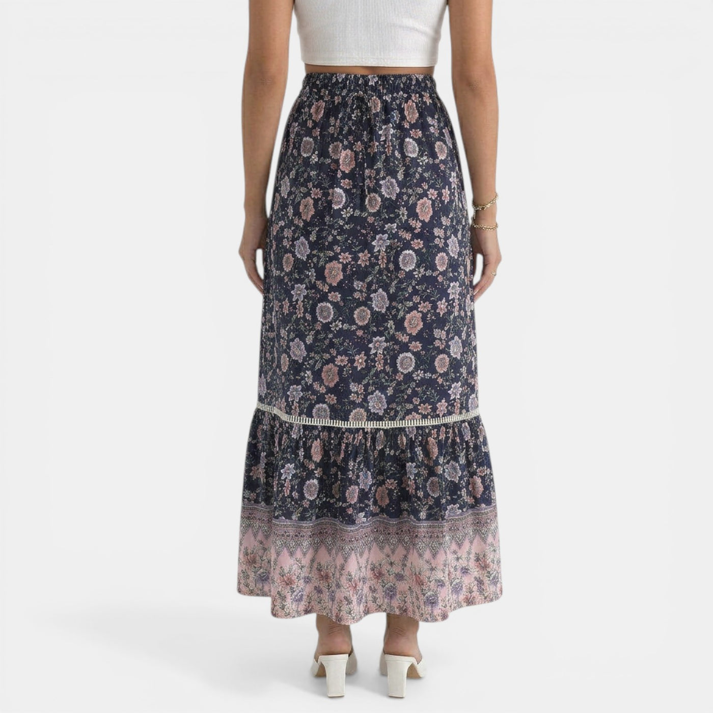 Boho Long Floral Lace Skirt