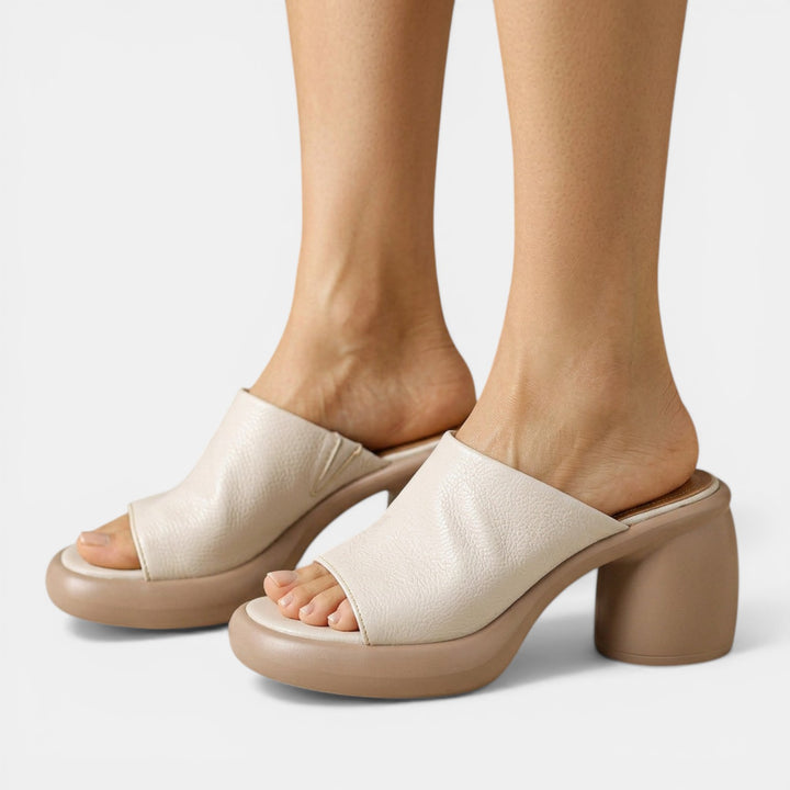 Sandalias Piel Tacón Plataforma Blanco