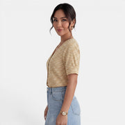 Blusa Mujer Cuadros Cuello V