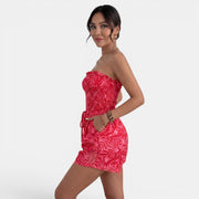 Women's Summer Bandeau Print Jumpsuit