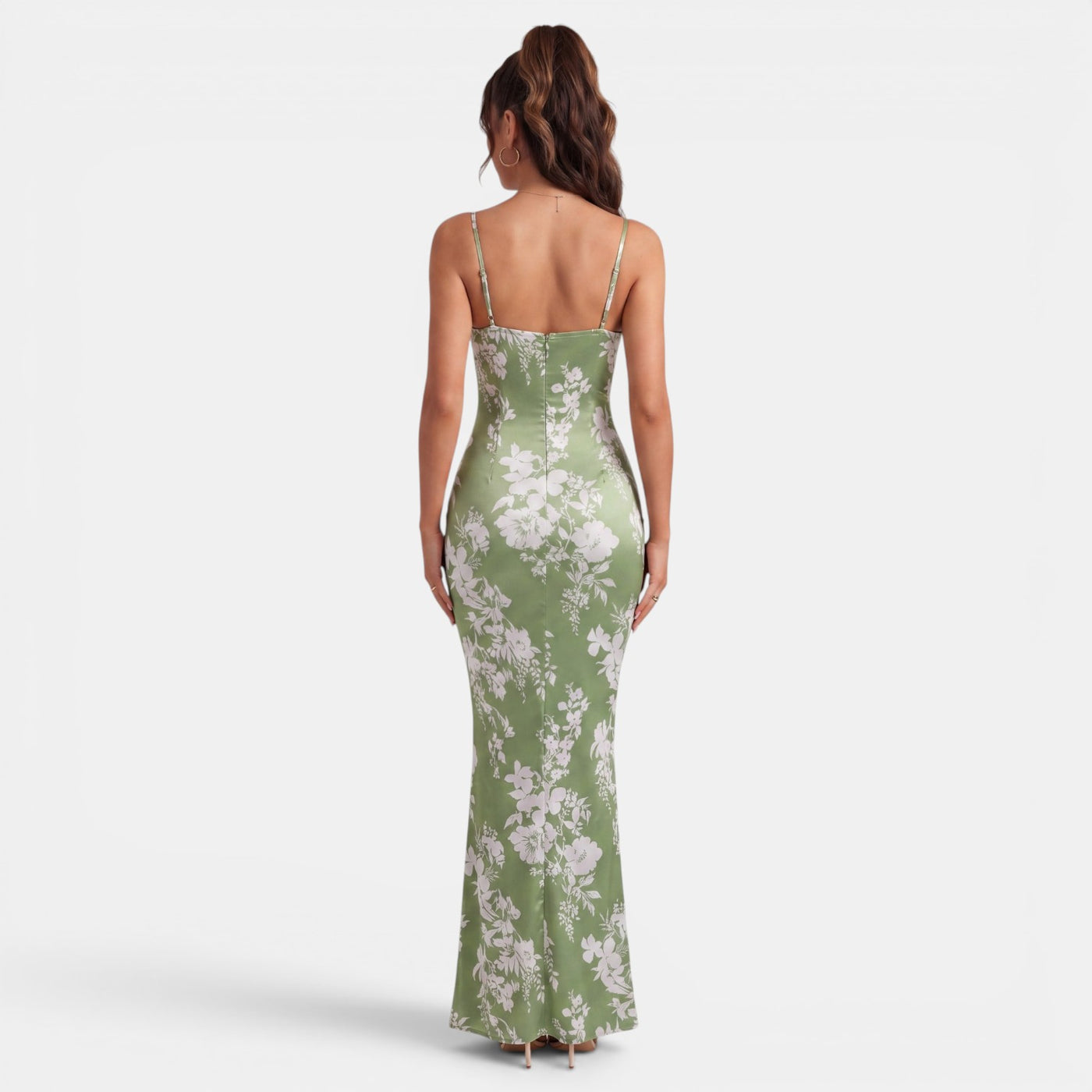 Women's Floral Maxi Dress Fitted Waist