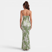 Women's Floral Maxi Dress Fitted Waist