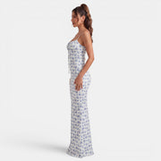 Women's Floral Maxi Dress Fitted Waist