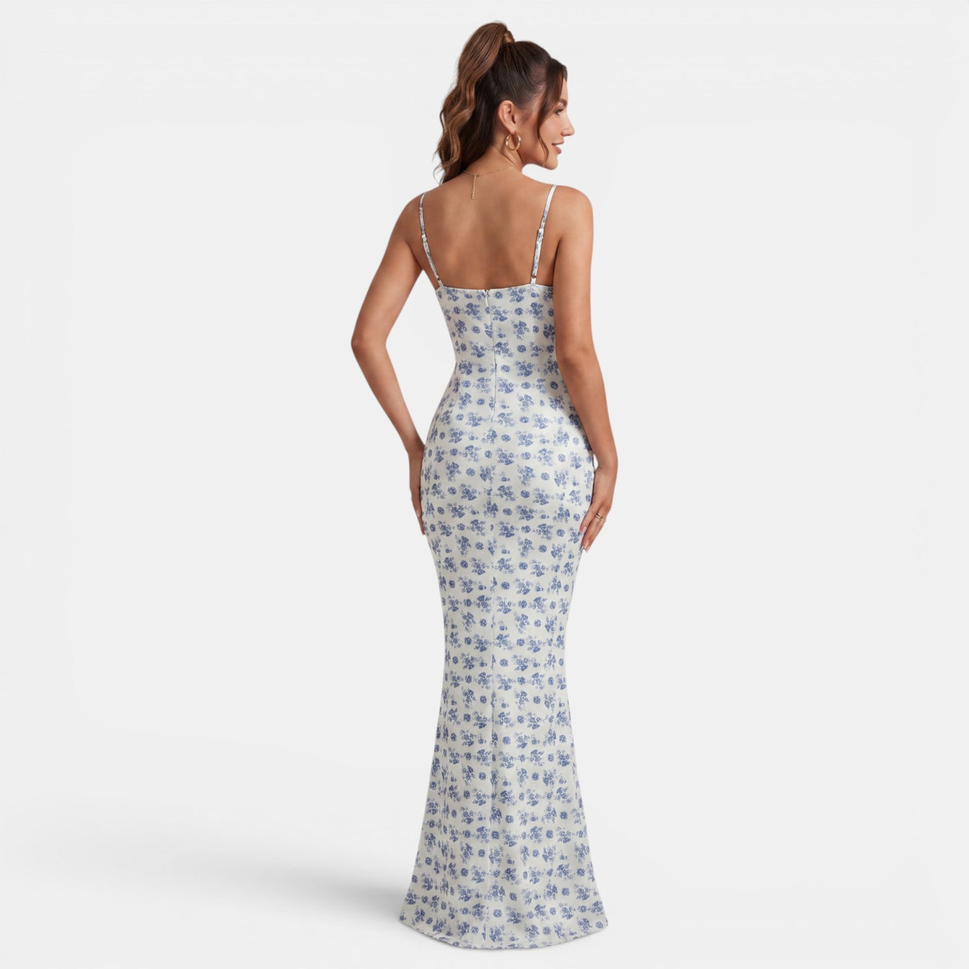 Women's Floral Maxi Dress Fitted Waist