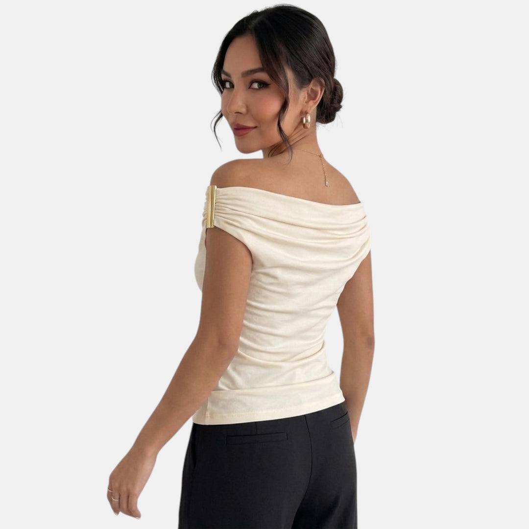 Top Hombros Descubiertos Mujer Beige