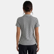 Women's Grey Striped Slim Fit Polo Shirt