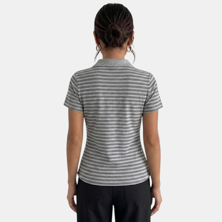 Polo Rayas Gris Mujer Slim Fit