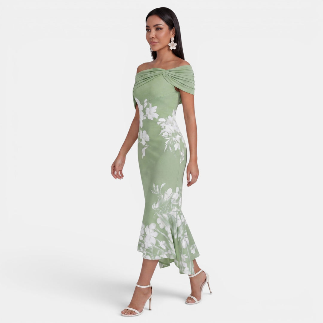 Vestido Midi Floral Mujer Elegante