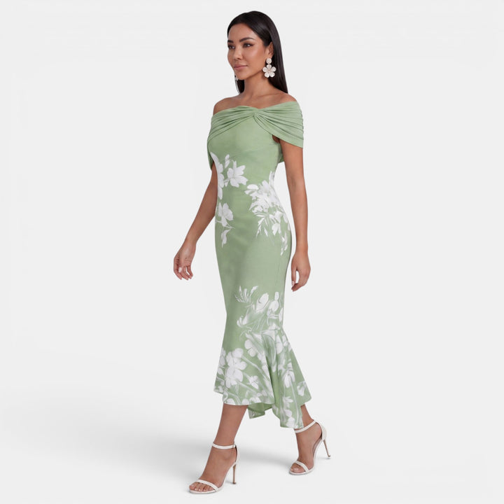 Vestido Midi Floral Mujer Elegante