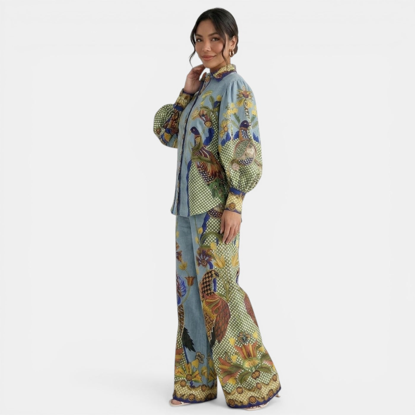 Conjunto Mujer Verano Azul Estampado