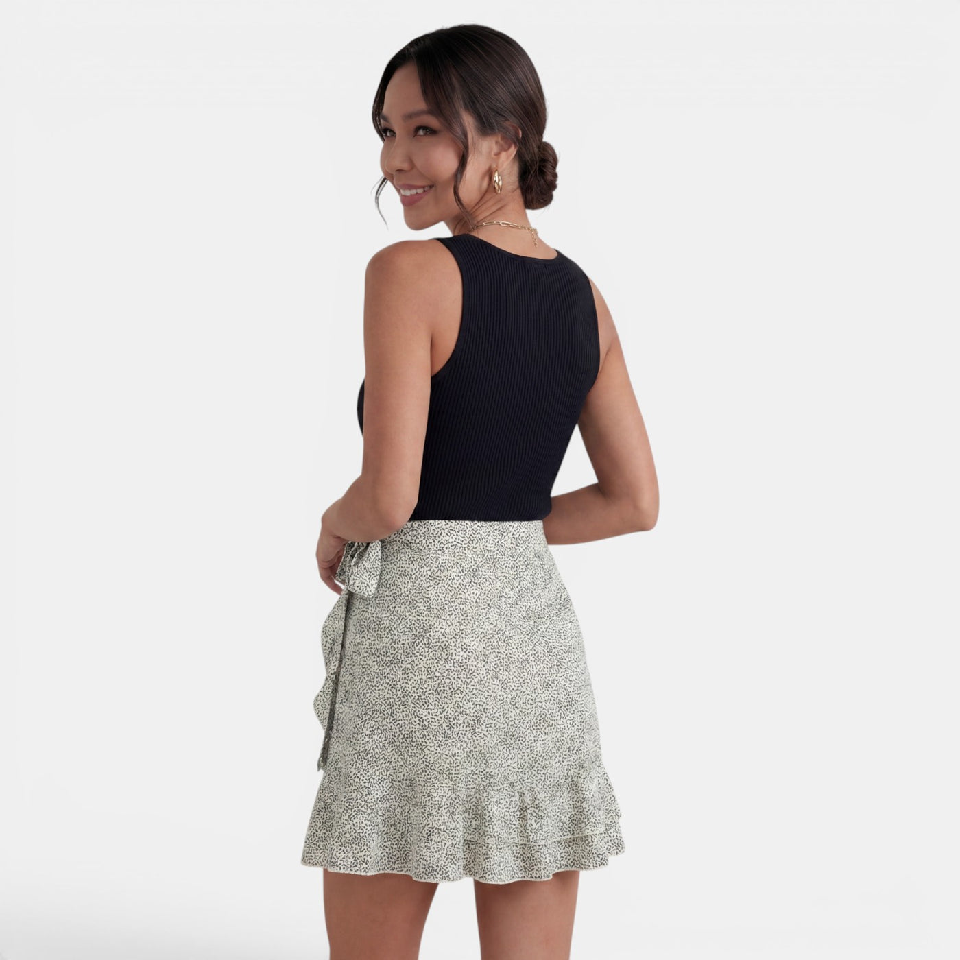 Women's High-Waisted Mini Skirt with Slit
