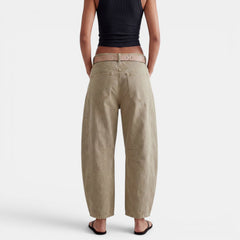 Women's Stretch Mid-Rise Wide Leg Jeans - Baggy Barrel Fit