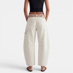 Women's Stretch Mid-Rise Wide Leg Jeans - Baggy Barrel Fit