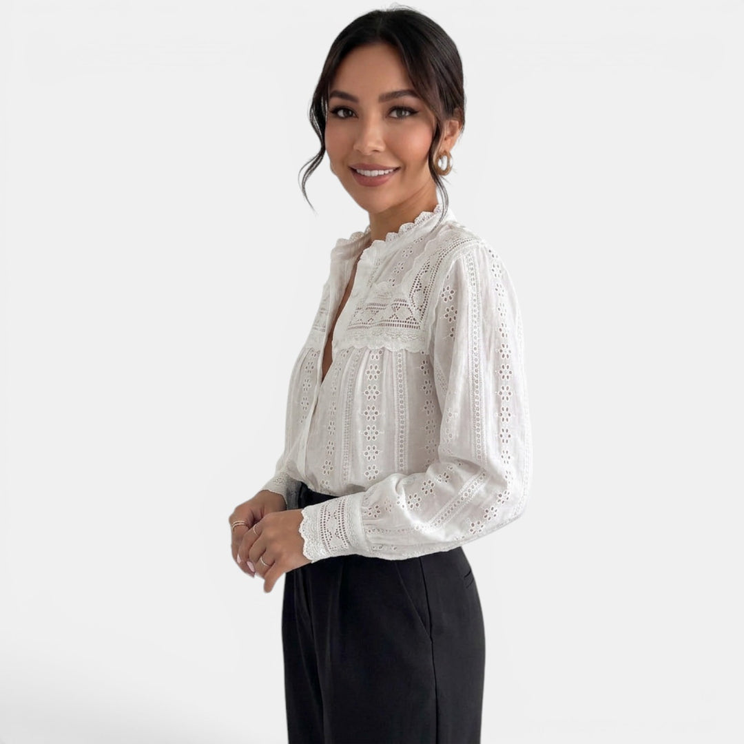 Embroidered White Blouse for Women, Summer