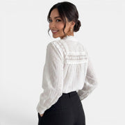 Blusa Blanca Bordada Mujer Verano