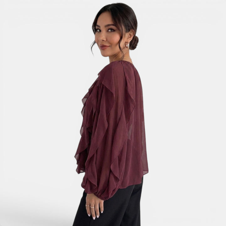 Blusa Mujer Escote V Volantes