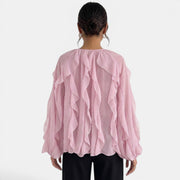 Blusa Mujer Escote V Volantes