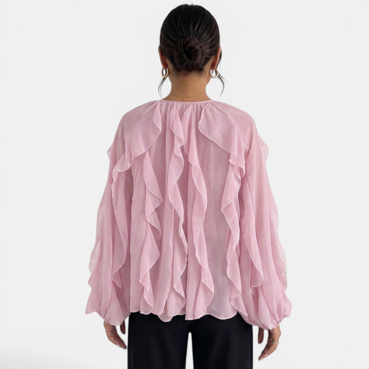 Blusa Mujer Escote V Volantes