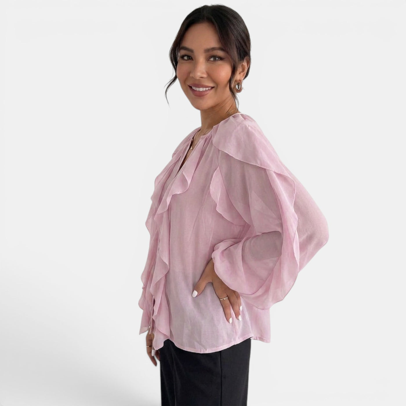 Blusa Mujer Escote V Volantes