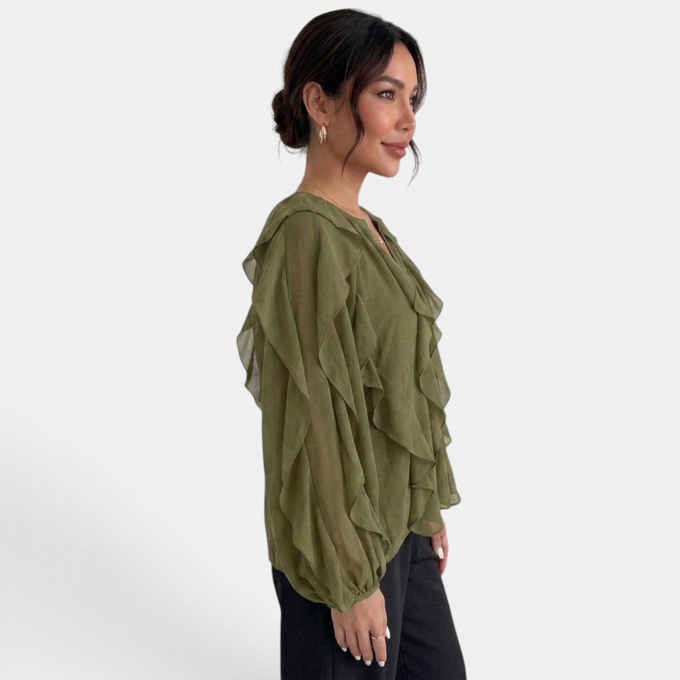 Blusa Mujer Escote V Volantes