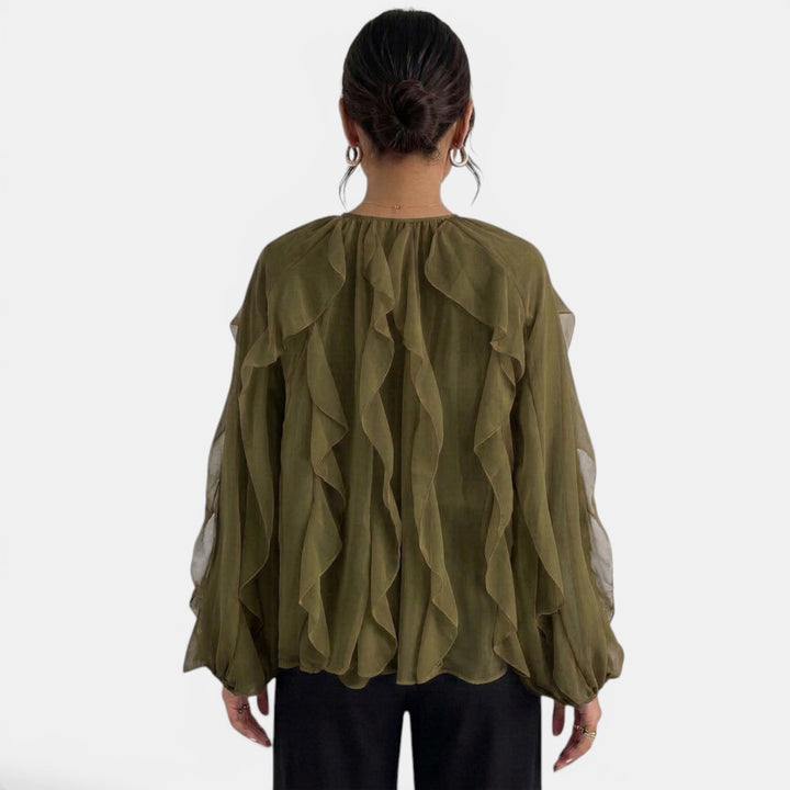 Blusa Mujer Escote V Volantes