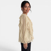 Blusa Mujer Escote V Volantes