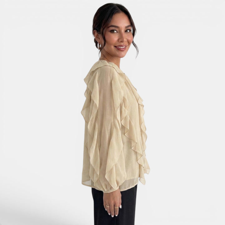 Blusa Mujer Escote V Volantes