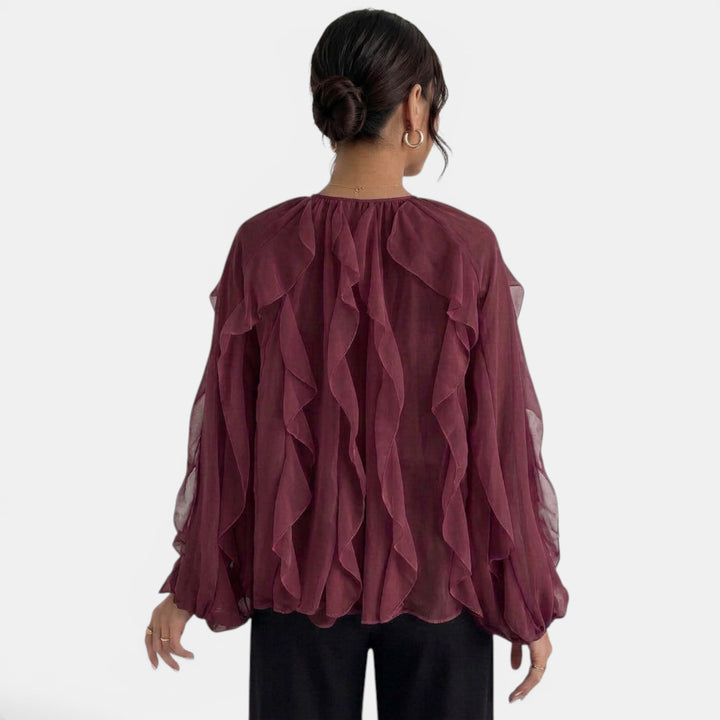 Blusa Mujer Escote V Volantes