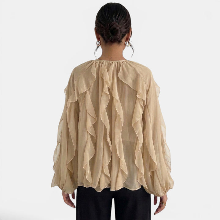 Blusa Mujer Escote V Volantes