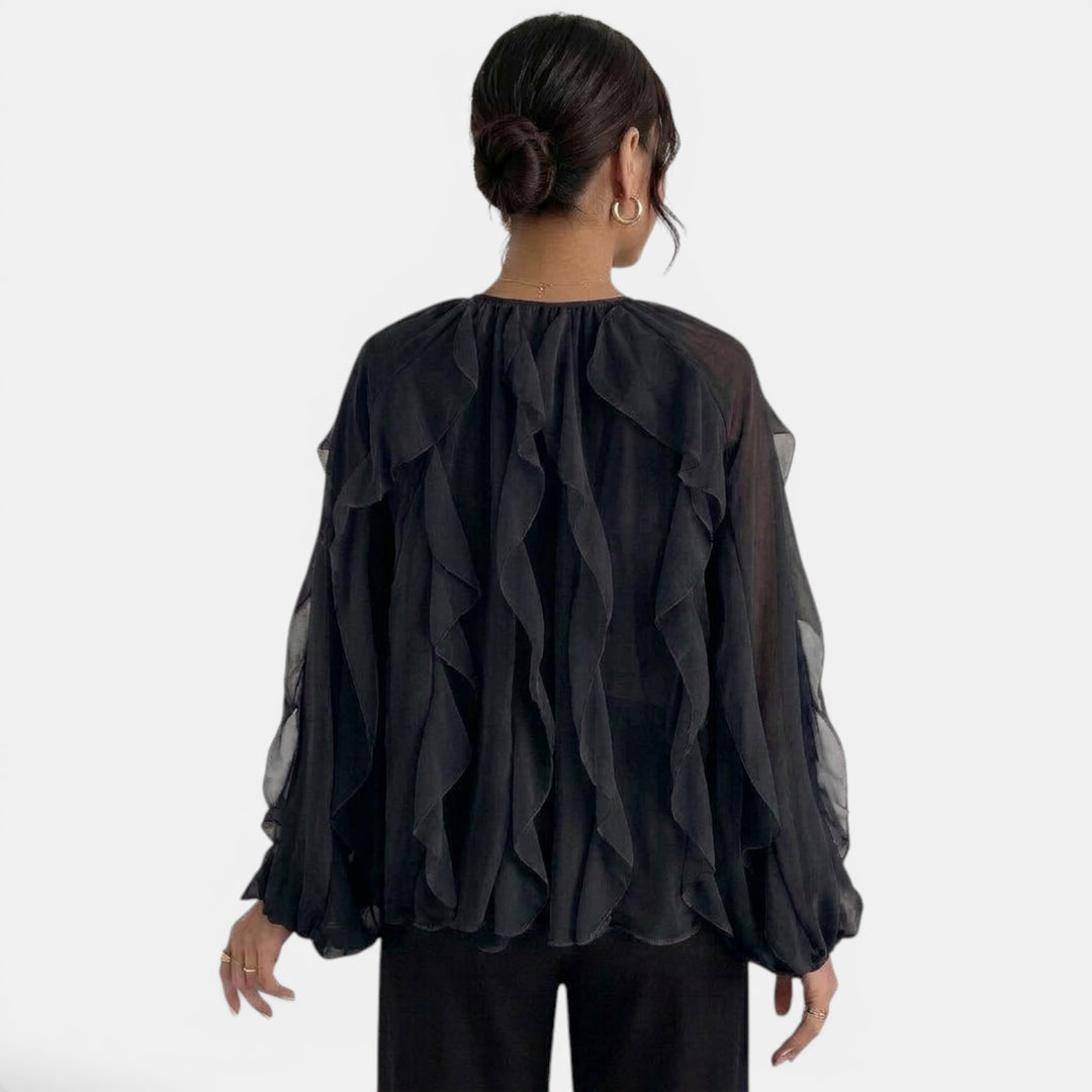 Blusa Mujer Escote V Volantes