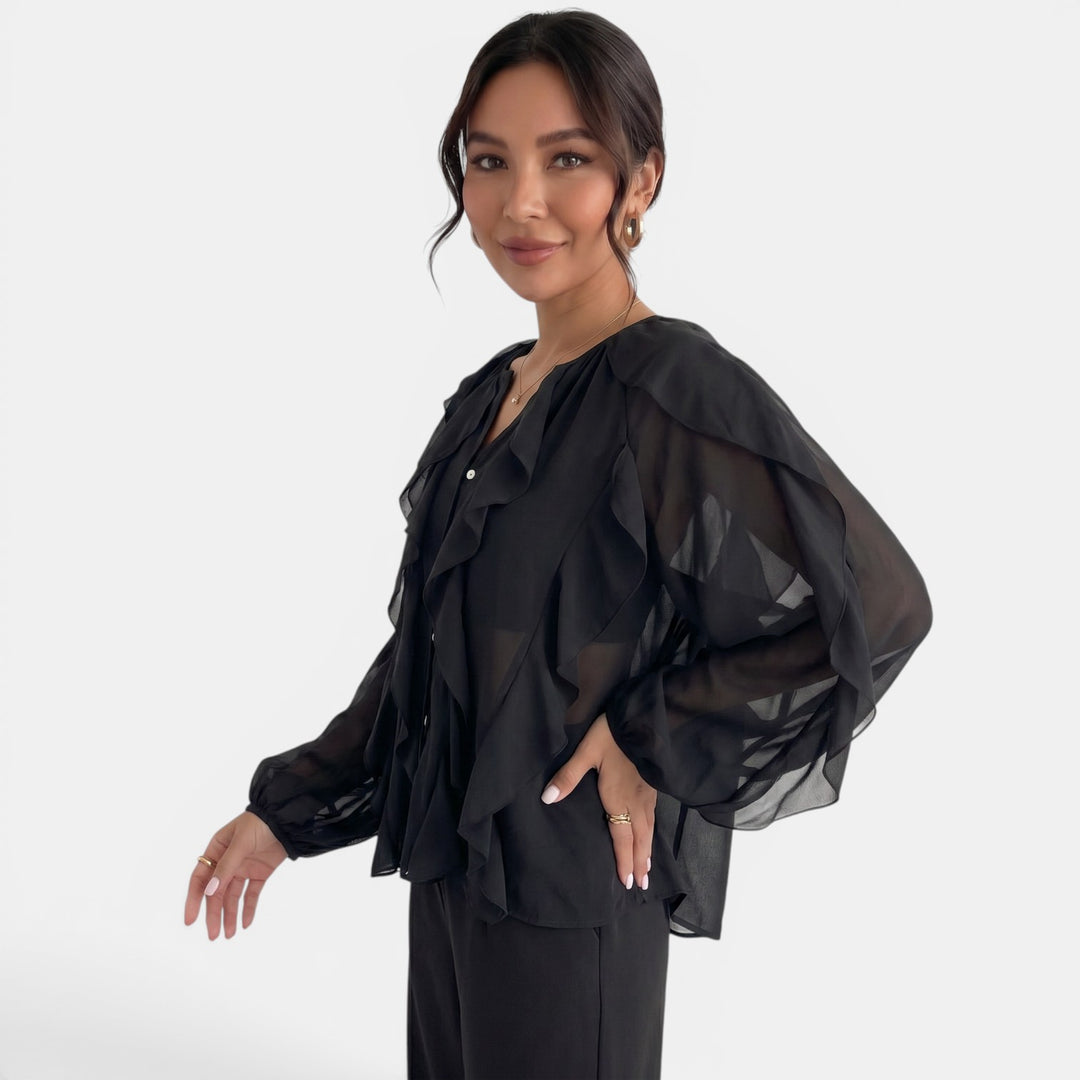 Blusa Mujer Escote V Volantes