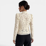 Camisa Encaje Beige Mujer