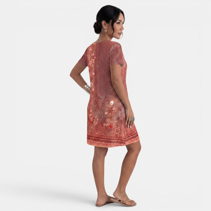 Vestido Midi Mujer Estampado Cuello V