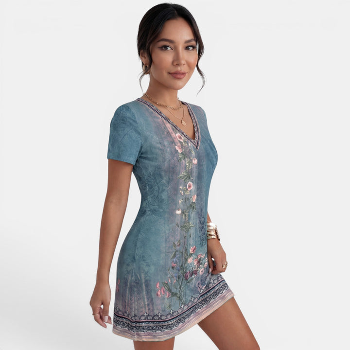 Vestido Midi Mujer Estampado Cuello V