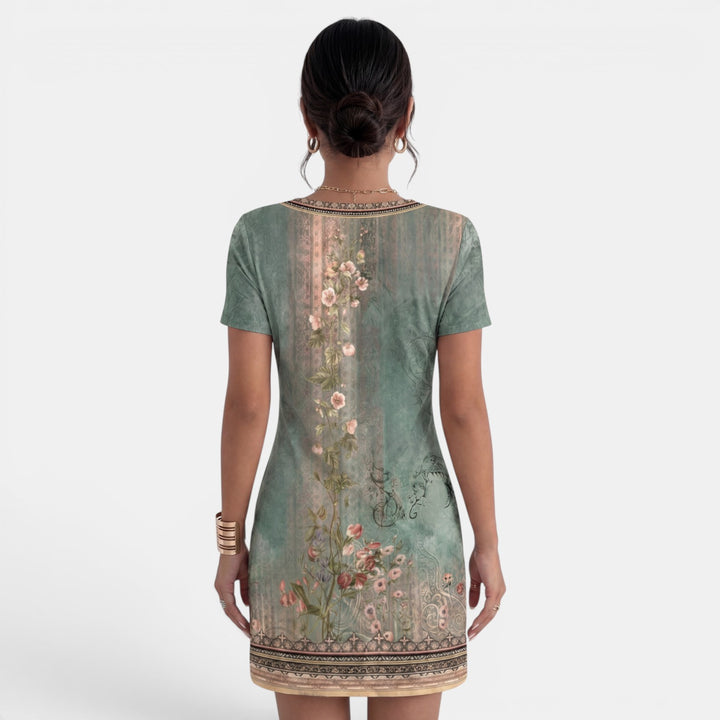 Vestido Midi Mujer Estampado Cuello V
