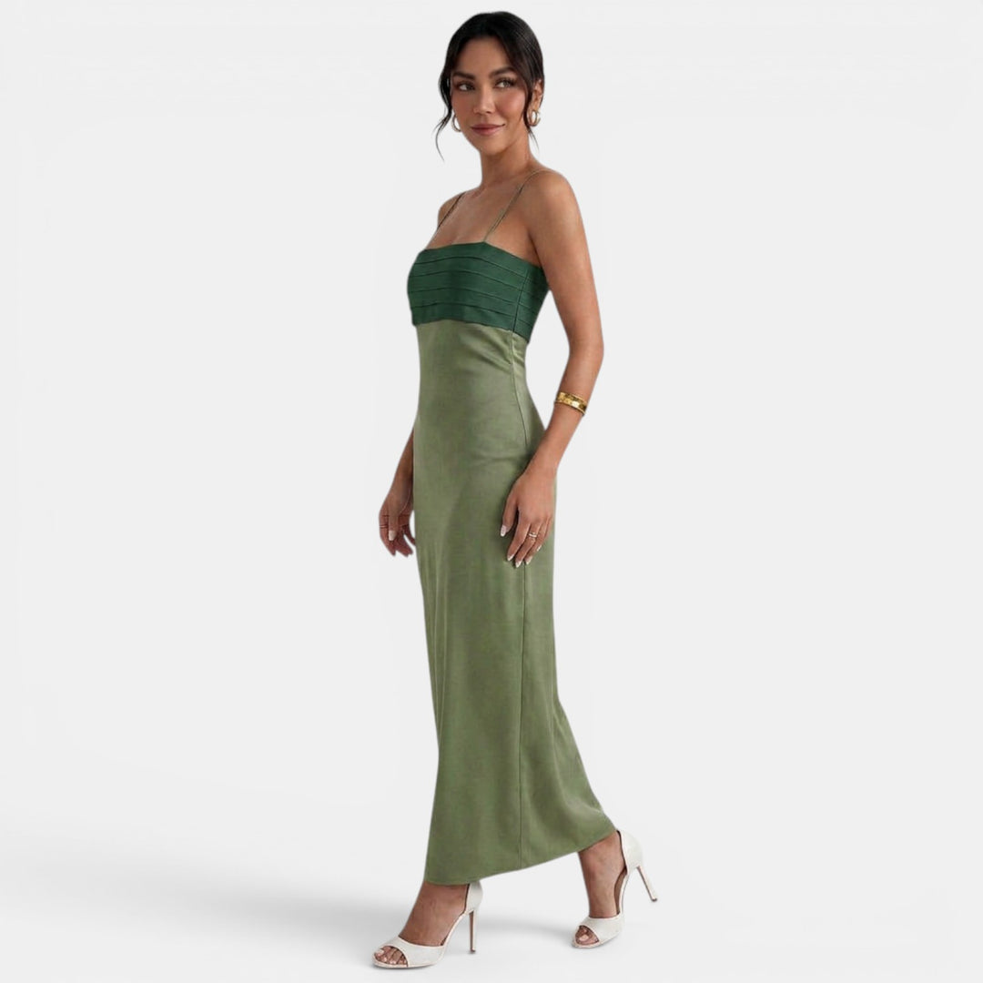 Vestido Largo Bicolor Elegante