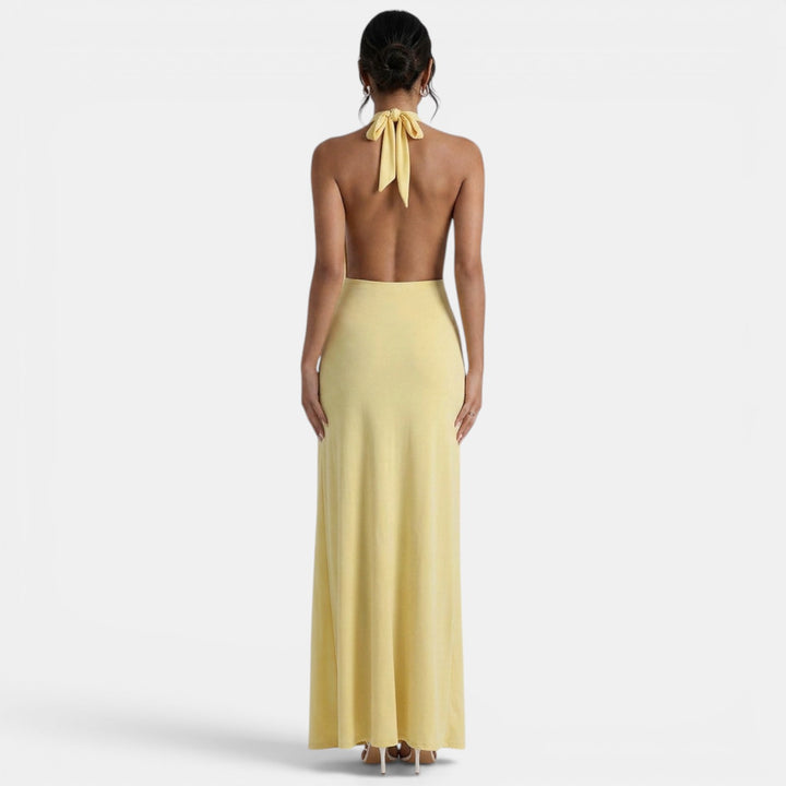 Yellow Halter Guest Dress