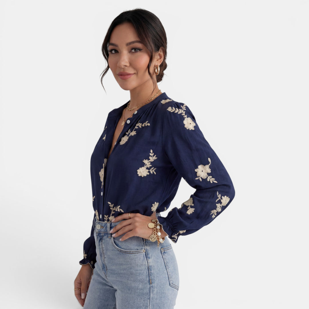 Blusa Mujer Floral Manga Farol