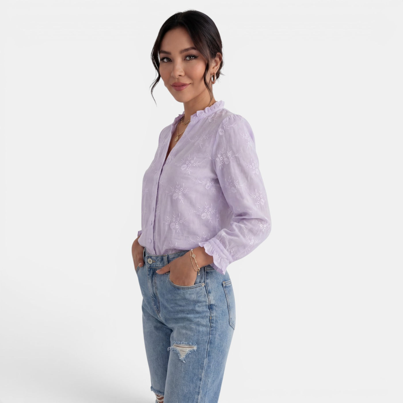 Blusa Mujer Color Sólido Elegante
