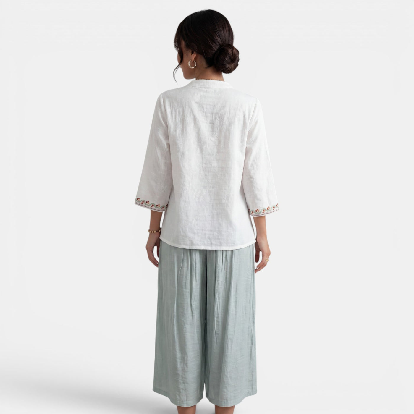 Blusa Mujer Algodón Lino Bordado