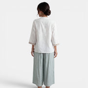 Blusa Mujer Algodón Lino Bordado