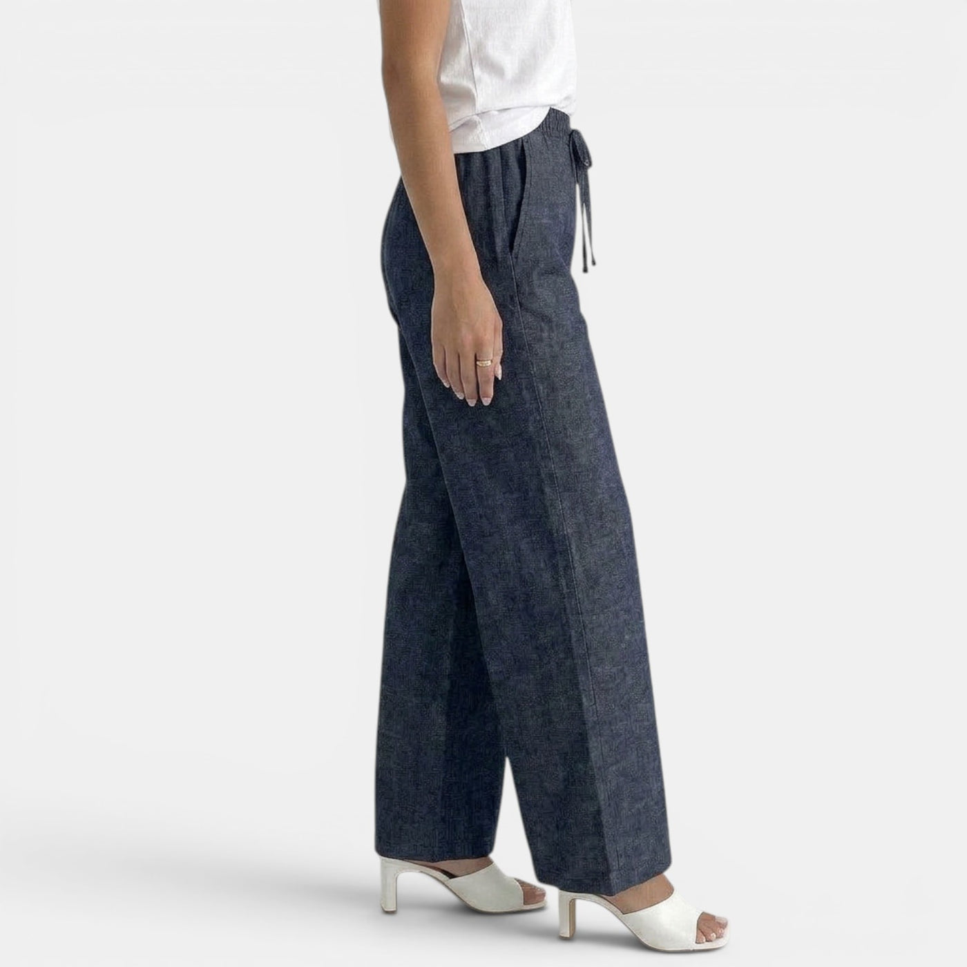 Women's Navy Blue Loose Fit Stretch Jeans