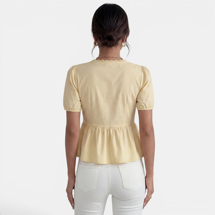 Camisa Amarilla Manga Abullonada