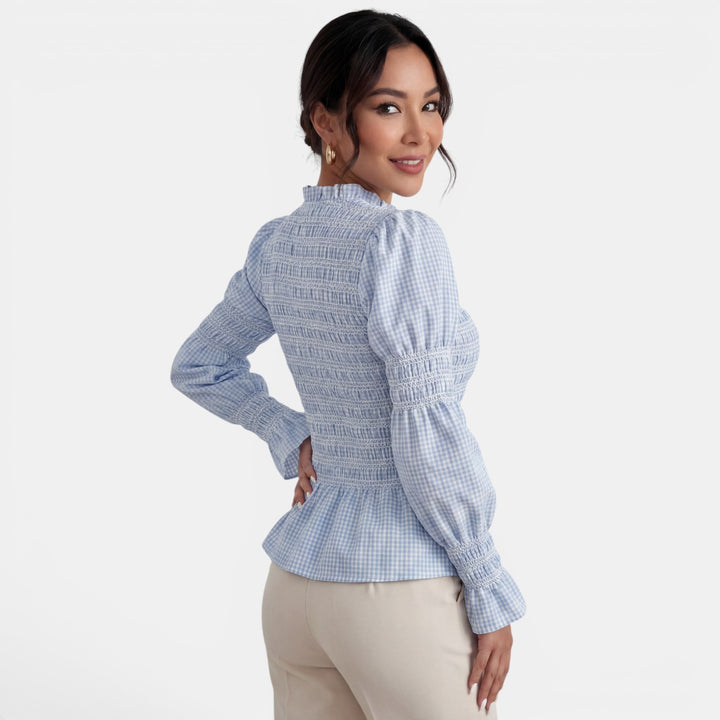 Camisa Mujer Cuadros Entallada Azul