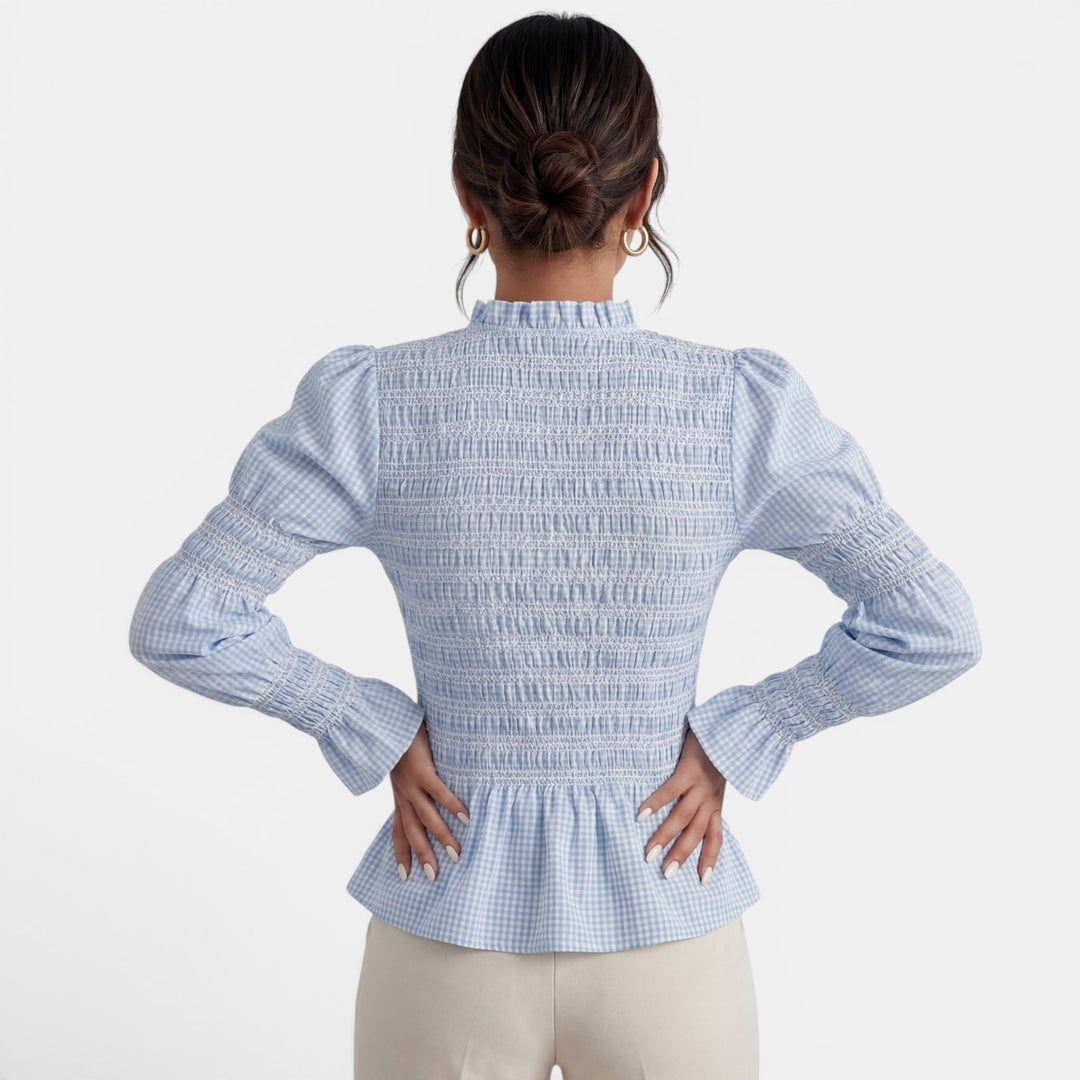 Camisa Mujer Cuadros Entallada Azul